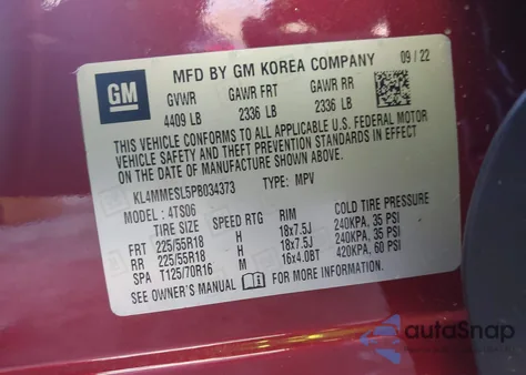 2023 Buick Encore Gx Select Awd из США, поврежденный, VIN KL4MMESL5PB034373